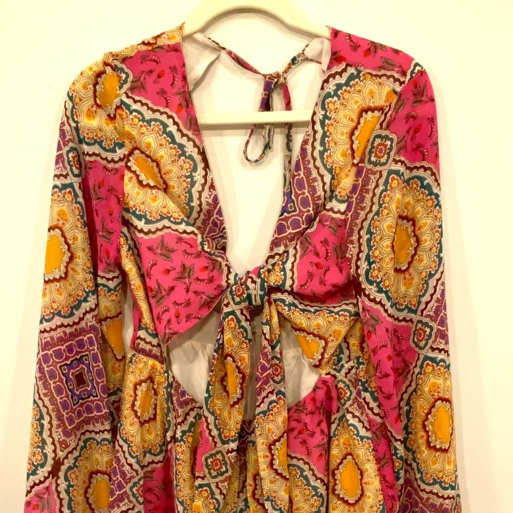 Shein Pink and Yellow Romper Size L